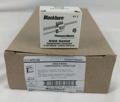 Box Of 25 THOMAS & BETTS BLACKBURN WR159 WIDE RANGE COMPRESSION CONNECTOR H-TAP