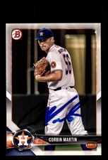 Signed Baseball Card Auto Corbin Martin 2018 Bowman Draft #BD-119 Houston Astros