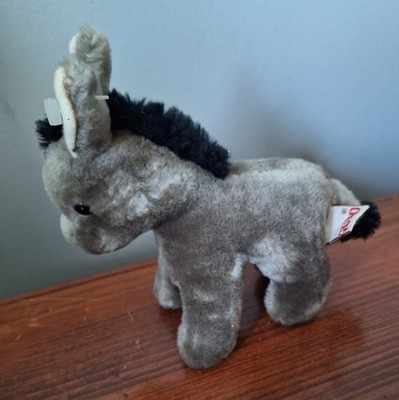 Vintage Gund Plush Gray Donkey Mule 1982 Mini Korea Black Mane White Ears