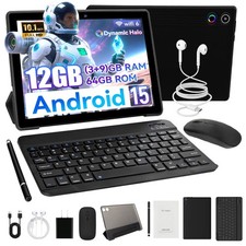 Android 15 10-Inch Tablet, Octa-Core IPS HD Touchscreen, 12GB 64GB , B