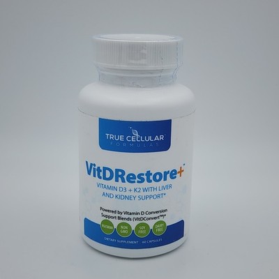True Cellular Formulas VITDRestore+- Vitamin D3 + K2 w/Liver and Kidney Support