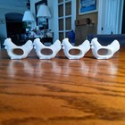 Vintage Set of 4 Shafford Ceramic White Chicken Hen Rooster Napkin Rings Taiwan — photo 2