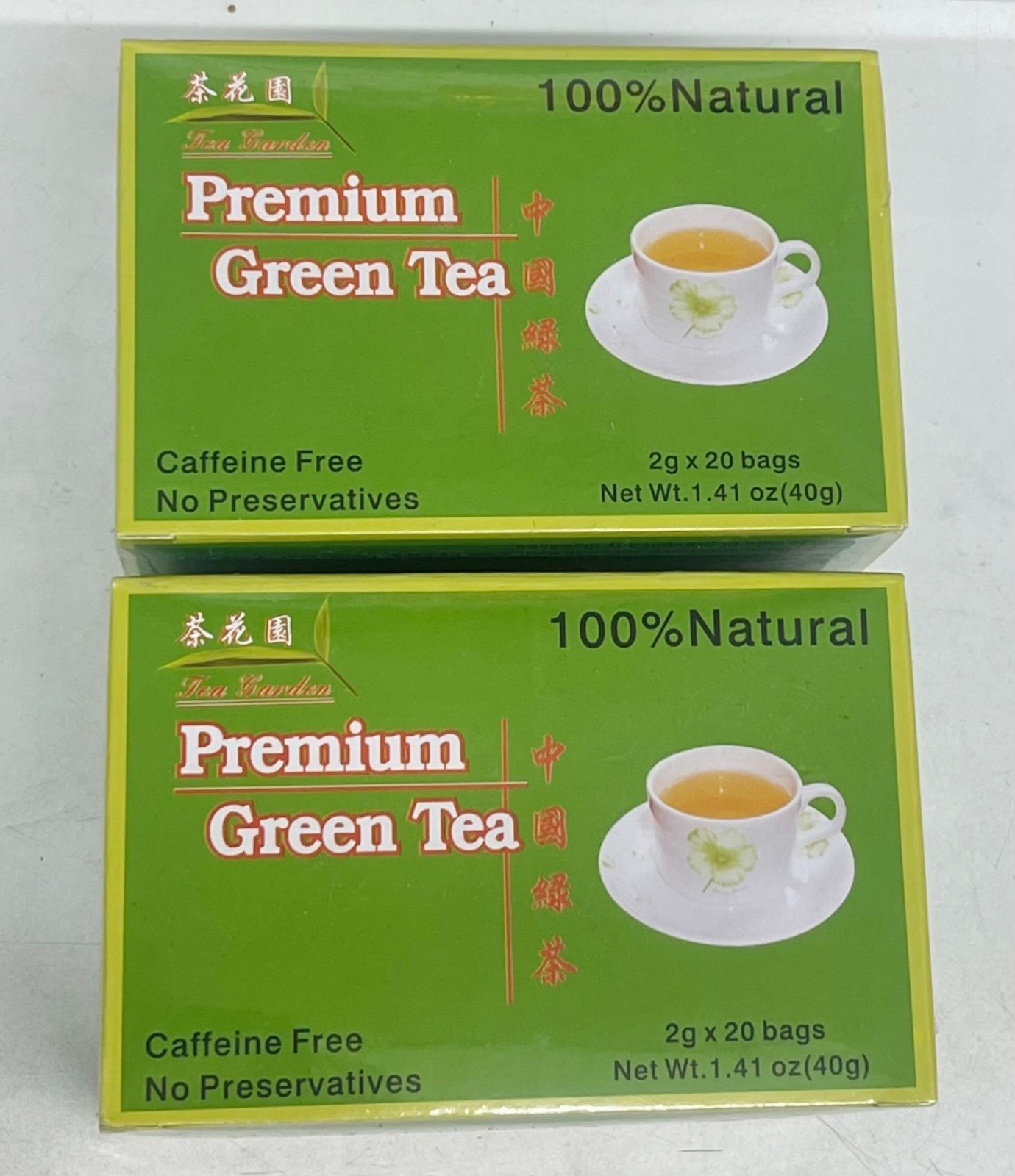 Garden Premium Green Tea  100 Tea Bags Caffeine Free  (pack Of 2)
