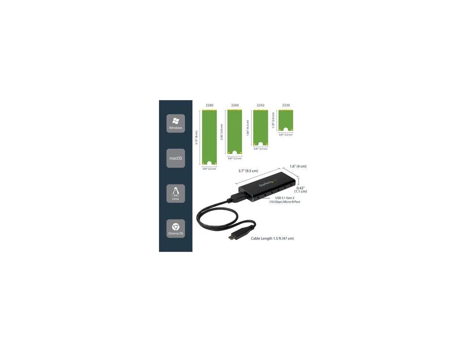 StarTech.com SM21BMU31C3 M.2 SSD Enclosure for M.2 SATA SSDs - USB 3.1 (10Gbps) - Image 3 of 4