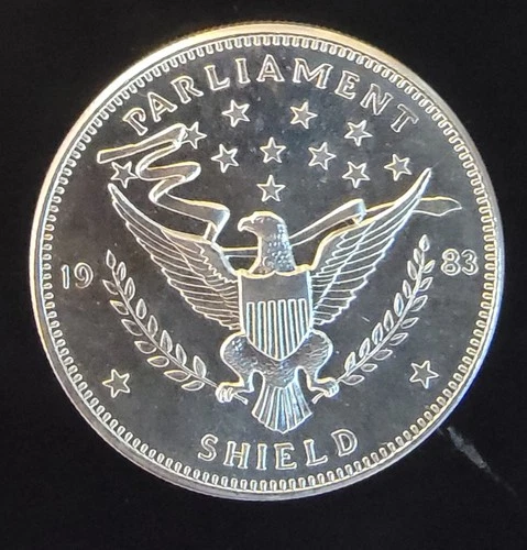1983 Parliament Shield Eagle Balance Rare Vtg Bullion-0.999 Silver 1 Oz Art Coin