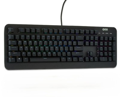 onn Gaming Mechanical Keyboard with Blue Switches, Adjustable RGB LED Lighting