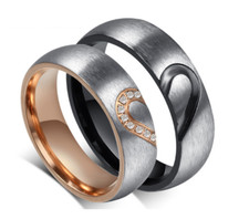 Coppia Fedine fedi acciaio inox Cuore Spezzato Satinate Uomo Donna