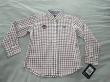 chaps nwt boys button down dress shirt size 6 red white blue plaid smoke free