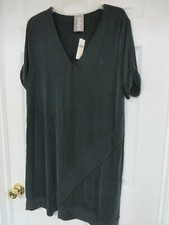 Anthropologie Dolan Plunge Tunic Mini Dress in Black Size Large NWT $158