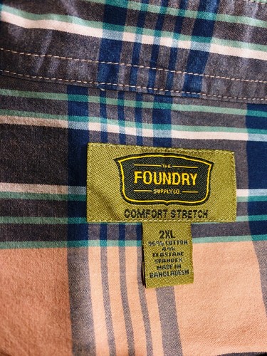 The Foundry Supply Co Mens Shirt Size 2XL Comfort Stretch Plaid Short Sleeve - Picture 5 of 6