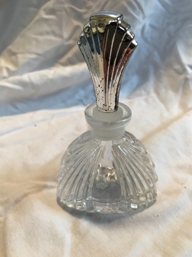 Vintage Royal Limited Clear Crystal Glass Silverplate Stopper Perfume Bottle - Picture 2 of 5