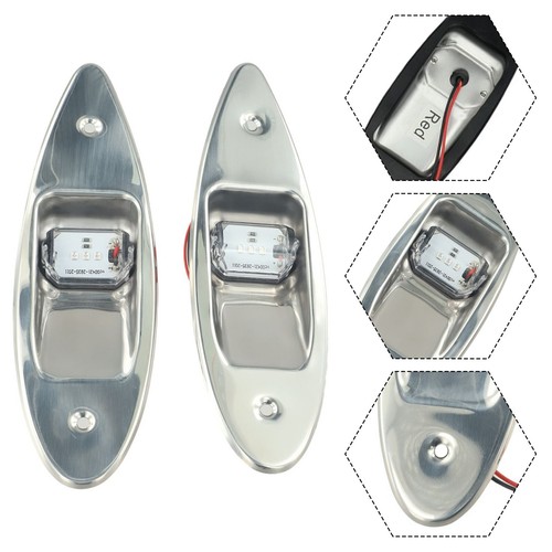 2x Red+Green Marine Boat Universal Navigation LED Side Light 12V Lamp Kit - Picture 10 of 24