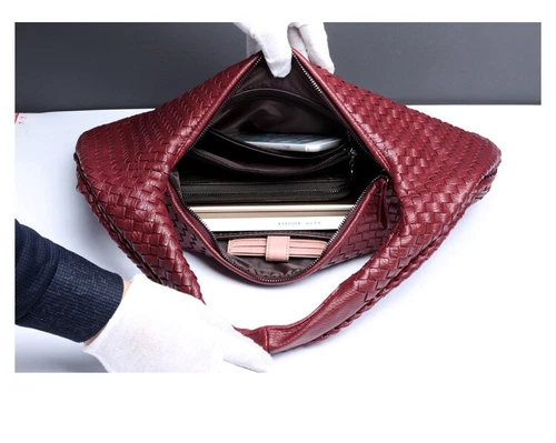 Large Capacity Woven Handbag Ladies Hobo Tote Designer Soft Leather Shoulder Bag - Picture 11 of 43