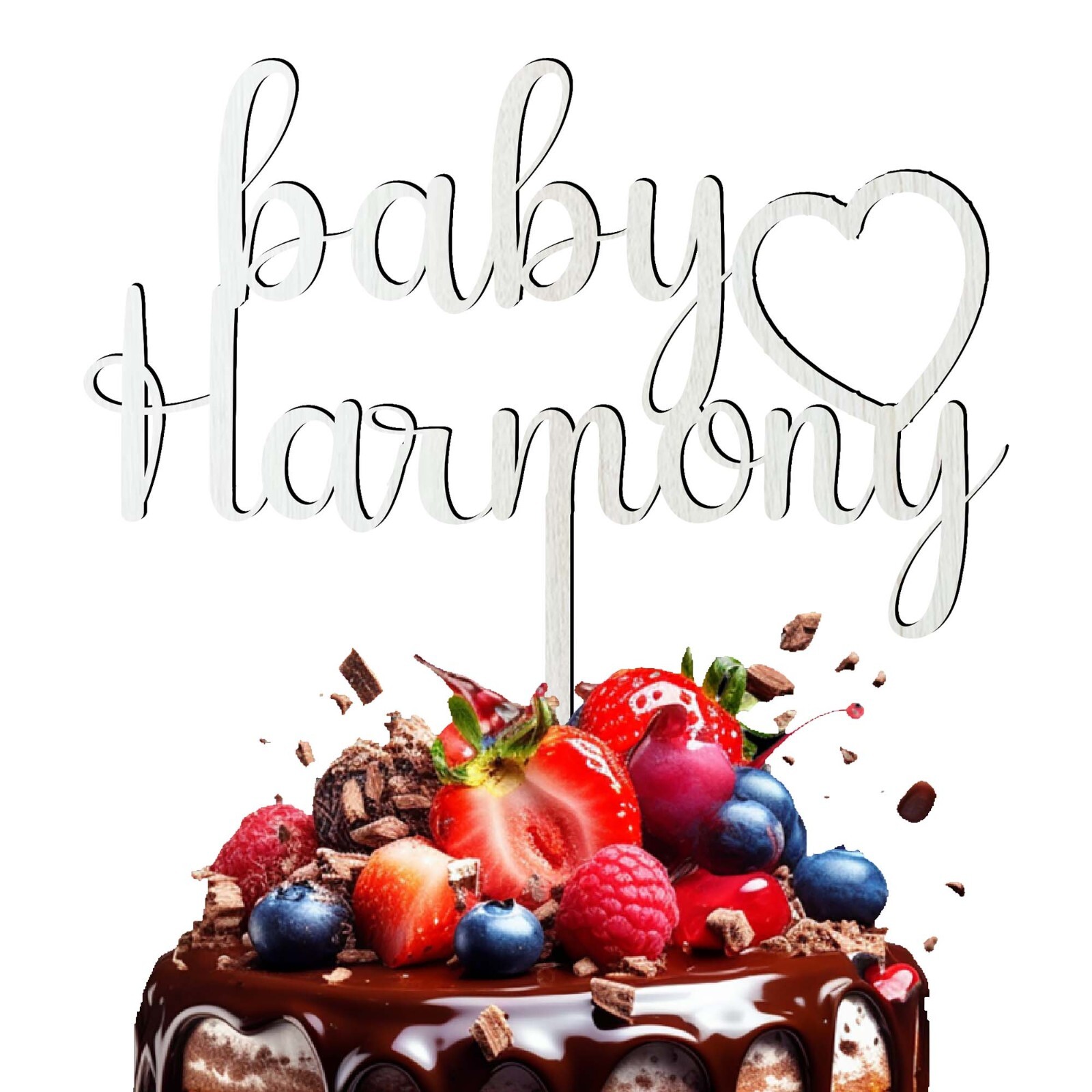 Personalised Wooden Baby Shower Cake Topper - Custom Gender Reveal Decor