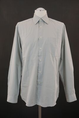 HUGO BOSS Hemd Freizeithemd KW40 M grau hellgrau Langarm Kent Baumwolle B363