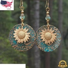 Boho Retro Silver Earrings Turquoise Stone Dangle Drop Hook Ear Stud Women Gift