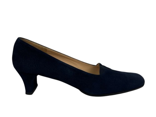 Scarpe donna Salvatore Ferragamo US 8,5 AAA 3A blu scamosciato tacco decolte casual