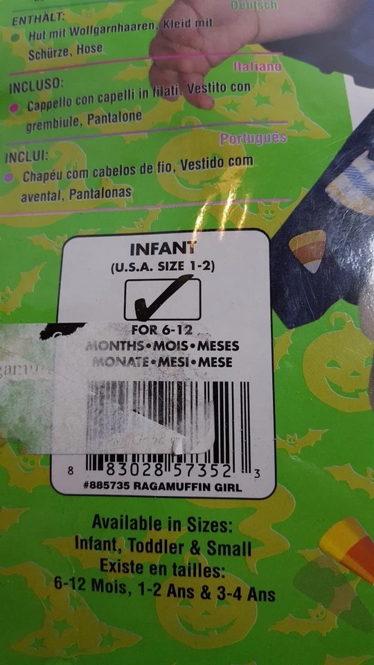Rubíes Calabaza Junction Disfraz Sombrero Hilo Bebés Ragamuffin Niña 6-12 meses Foto 4 de 4