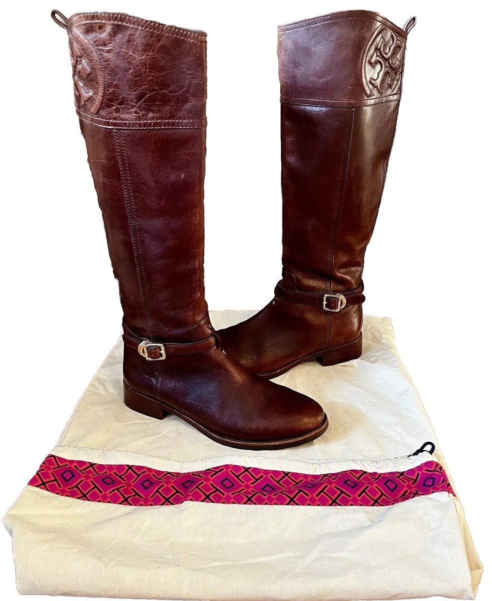 Tory Burch Marlene Brown Leather Knee High Side Zip Riding  display picture 1