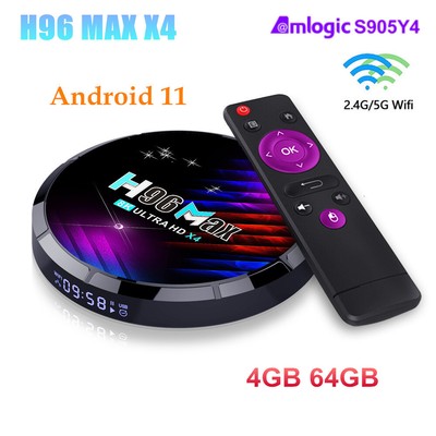 H96 MAX S905X4 Android 11 TV Box 4G 64G 2.4/5G WiFi BT 4K UHD H.265 Media player