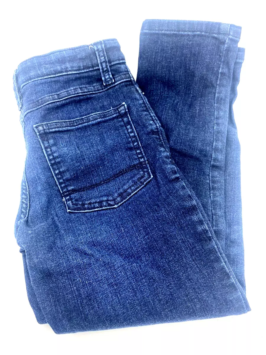 Girls Jeans Pants Size 7 Skinny Adjustable Waist Pockets Blue Snap Button  Kids