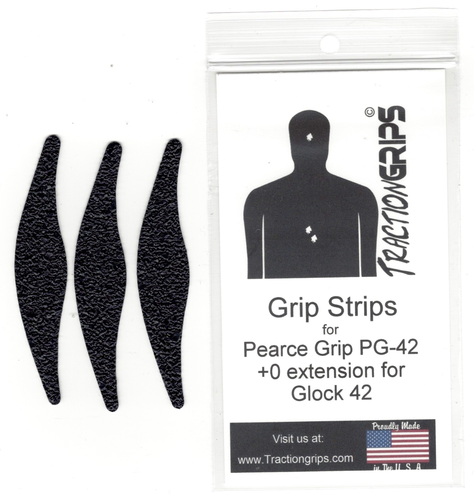 3Pack rubber grip strips fit Pearce Grip PG42 +0 Glock 42 magazine