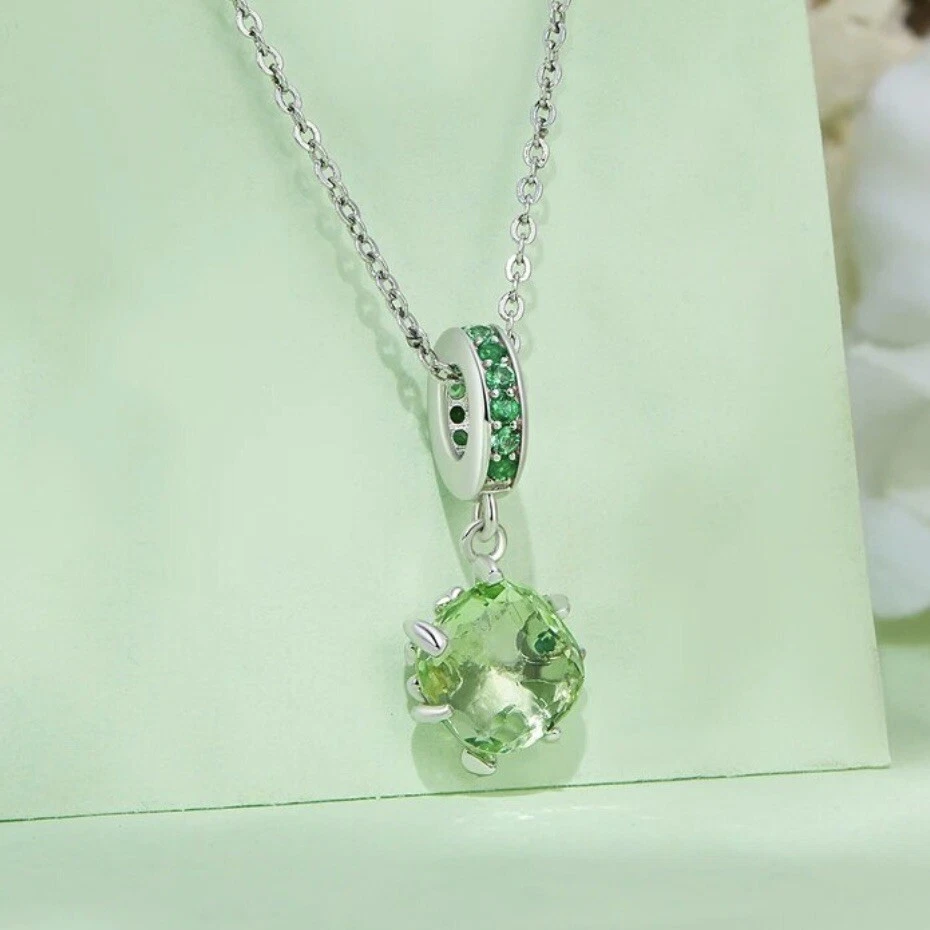 grüner Charm Anhänger Silber S925 Geschenk Damen Gliederarmband - Bild 3 von 4