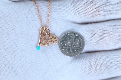 Tiffany & Co 18K Rose Gold Match Snowflake Turquoise Charm Pendant