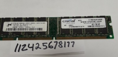 Barrette Mémoire RAM SDRAM PC133 256Mo CL2 - Micron, 168 Broches, Non-ECC (Occasion)