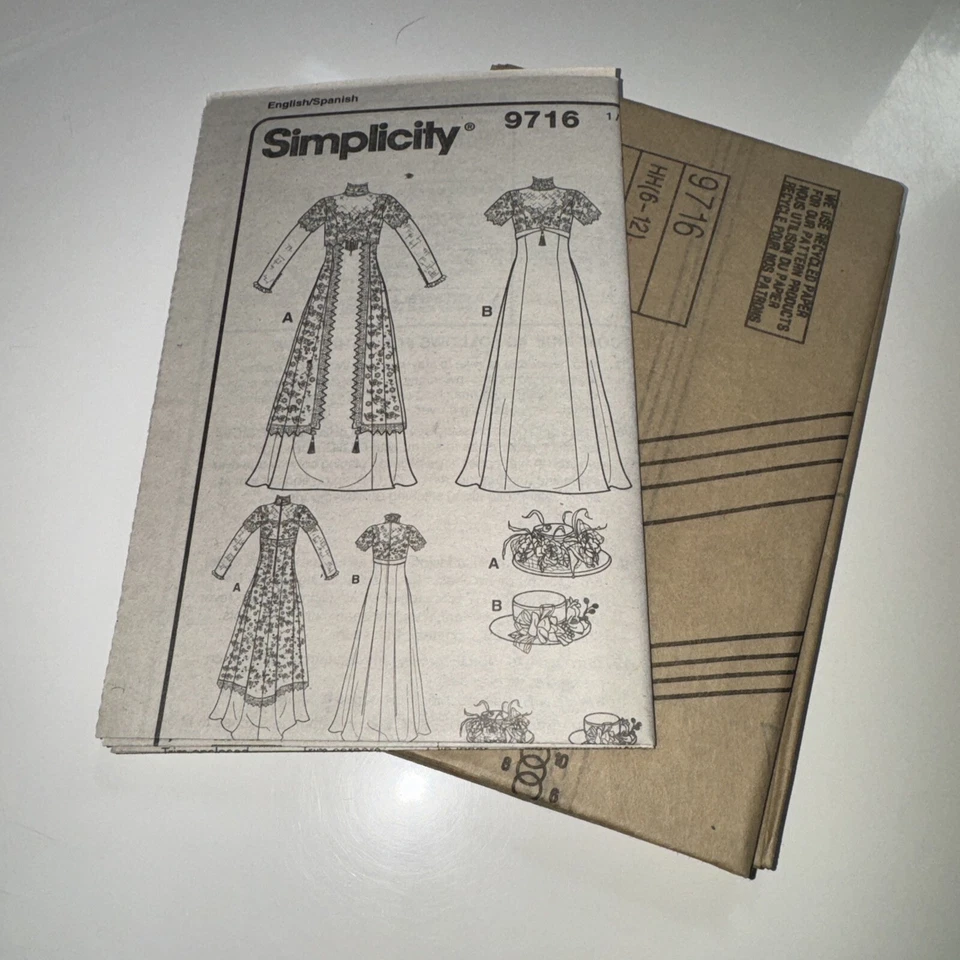SIMPLICITY 9716 sz 6-12 c.2001 Edwardian Titanic Costume sewing pattern UNUSED - Image 3 of 3