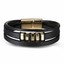 thumbnail 21 - Fashion Mens Stainless Steel Leather Bracelet Wristband Cuff Punk Bangle Jewelry