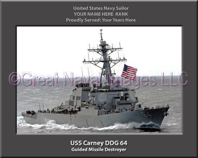 USS Carney DDG 64 Personalized Canvas Ship Photo Print Navy Veteran Gift