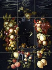 ROEMER WITH WALNUTS AND ALMONDS Tile Mural Kitchen Wall Backsplash Art 12.75x17