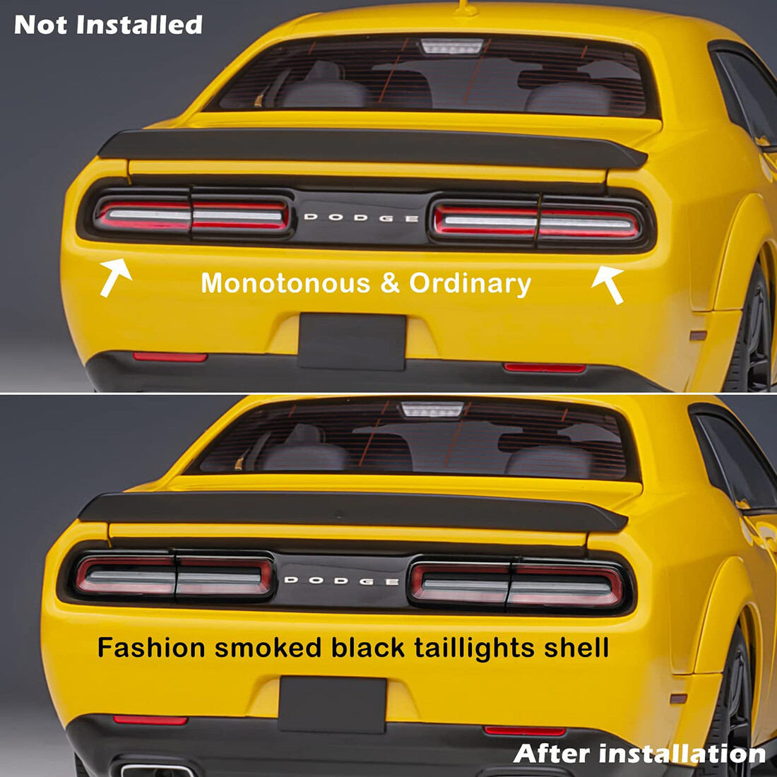 Smoked Tail Light Covers Rear Light Guards Trim for Dodge Challenger