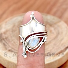 Moonstone Silver Ring Handmade Ring 925 Sterling Silver Queen Ring, Gift For Her
