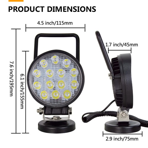 4/5/7 Inch LED Work Light Magnetic Base 36W 42W 48W 72W for Offroad SUV Car Boat - Picture 5 of 14