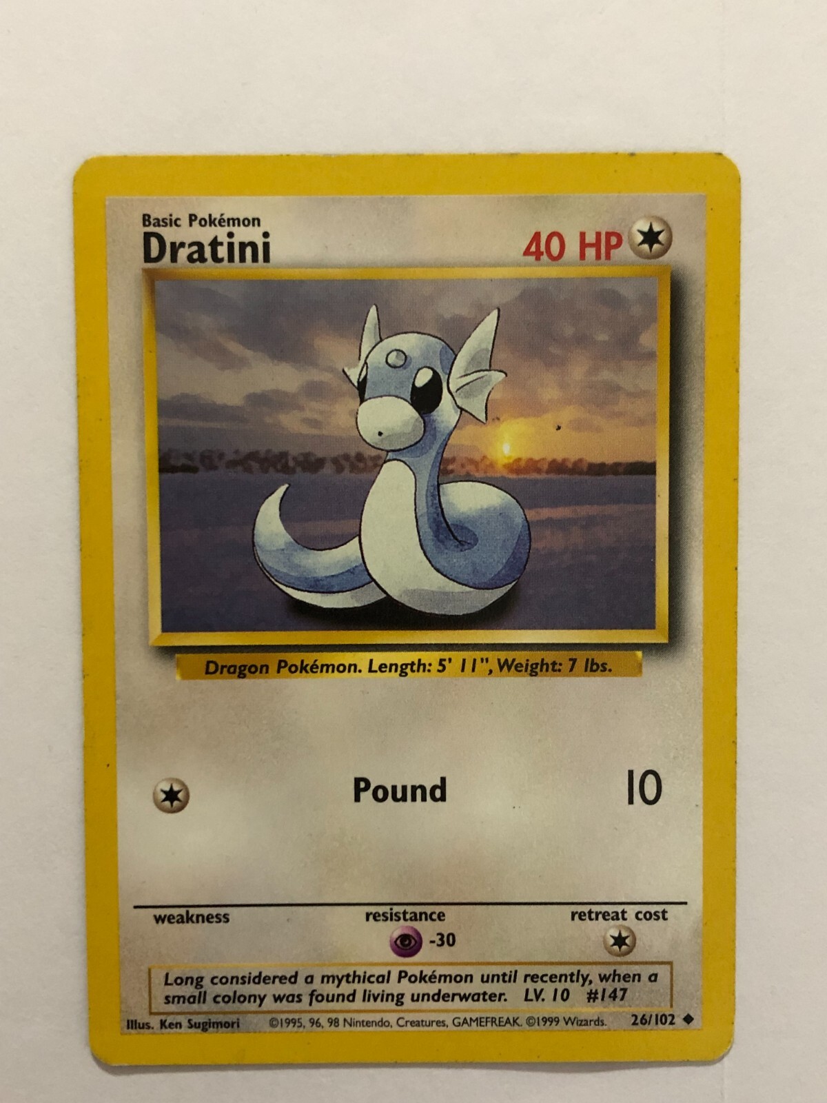 Pokemon Card Base Set Unlimited Dratini 26/102 Light Played C.