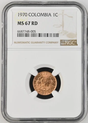 Colombia 1 Centavo 1970 NGC MS 67 RD