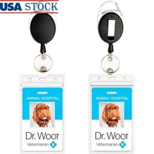 2-Pack Retractable Badge Reels Heavy Duty ID Holders Carabiner 24in Cord New