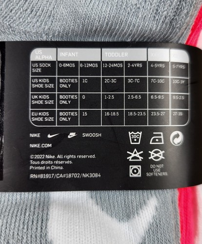 NIKE Girls Socks Ankle Cushioned Athletic Swoosh Kids 6 Pack Kids Shoe 10C-3Y - Picture 5 of 6