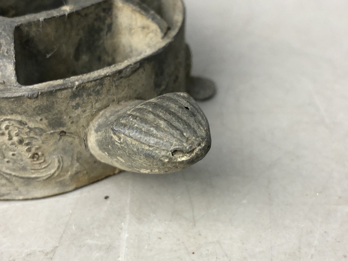Y8037 KENZAN metal Turtle floral frog flower Japan antique
