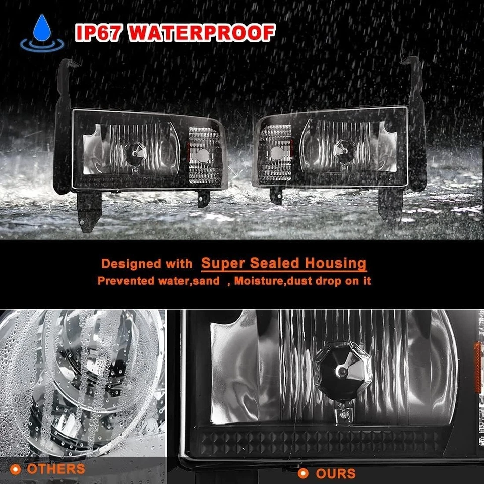 Par de faros delanteros para Dodge Ram 1500 2500 3500 1994-2001 Foto 3 de 4