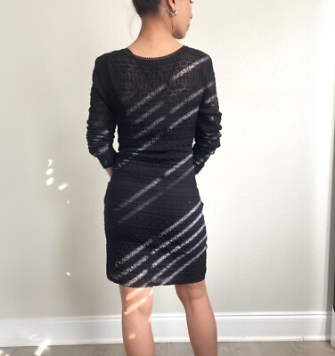 black long sleeve bodycon dress forever 21 VTG Forever 21 Bodycon Long Sleeved Little Black Dress Ruched V Neck ~ Sz Sm NWT