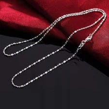 925 Sterling Silver Bead Chain Necklace Women Fashion Wedding Charm Jewelry
