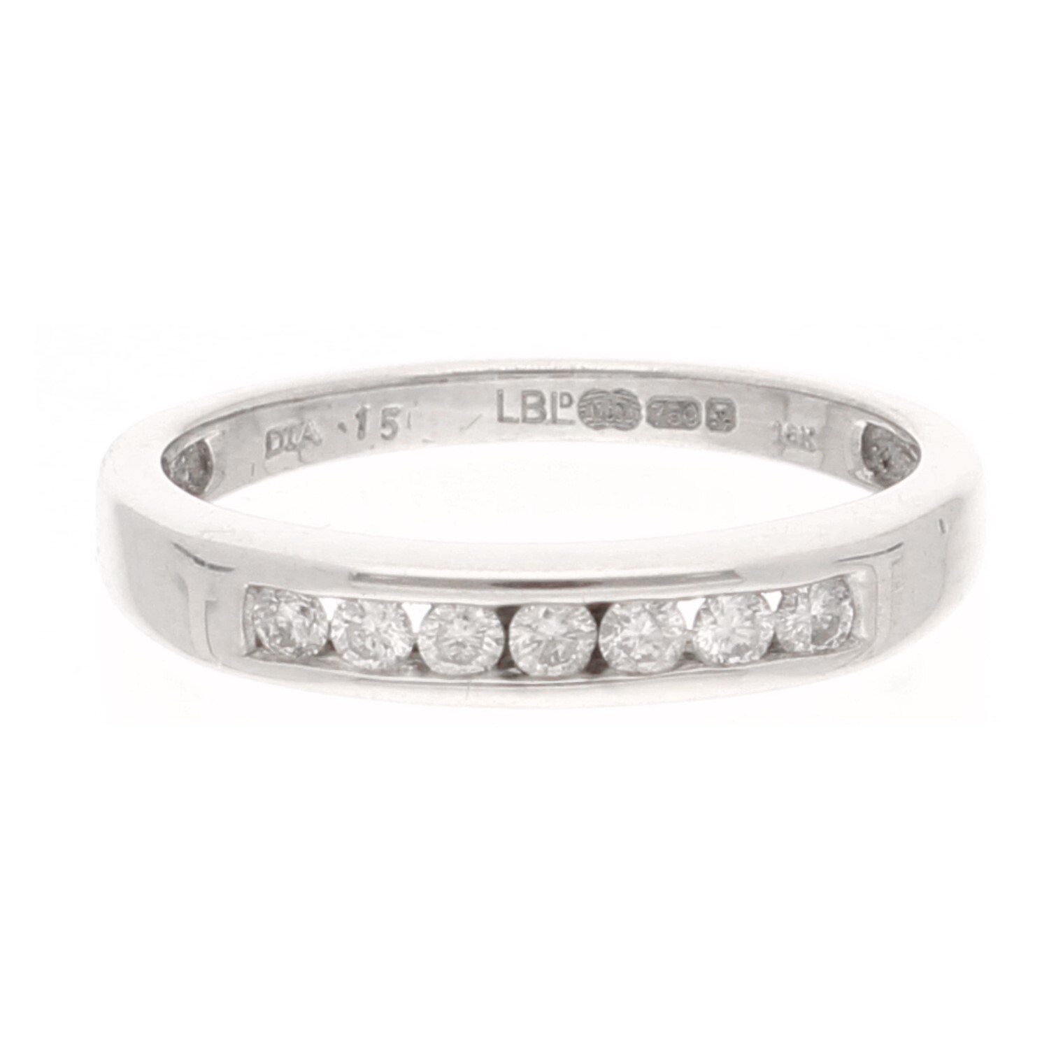 18Carat White Gold 0.15ct Diamond Channel Set Eternity Ring (Size K) 3mm Wide