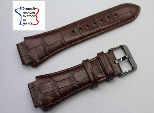Bracelet Montre Beuchat Skipper 22 Mm En Cuir Façon Croco Marron - Neuf Sans étiquette