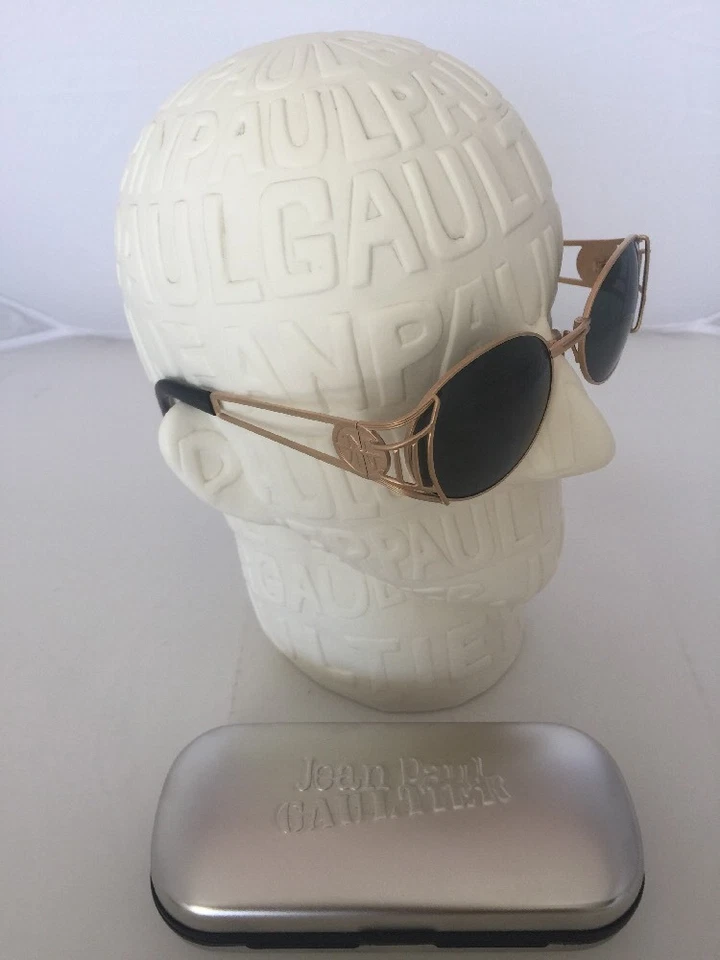 Óculos de sol vintage Jean Paul Gaultier JPG 58-6102 C. dourado lente G-15 Chris Brown - Imagem 4 de 4