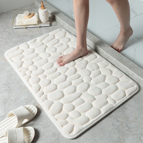 Non-slip Bathroom Floor Mat Cobblestone Shower Doormat Bathtub Floor Rug - Picture 23 of 30