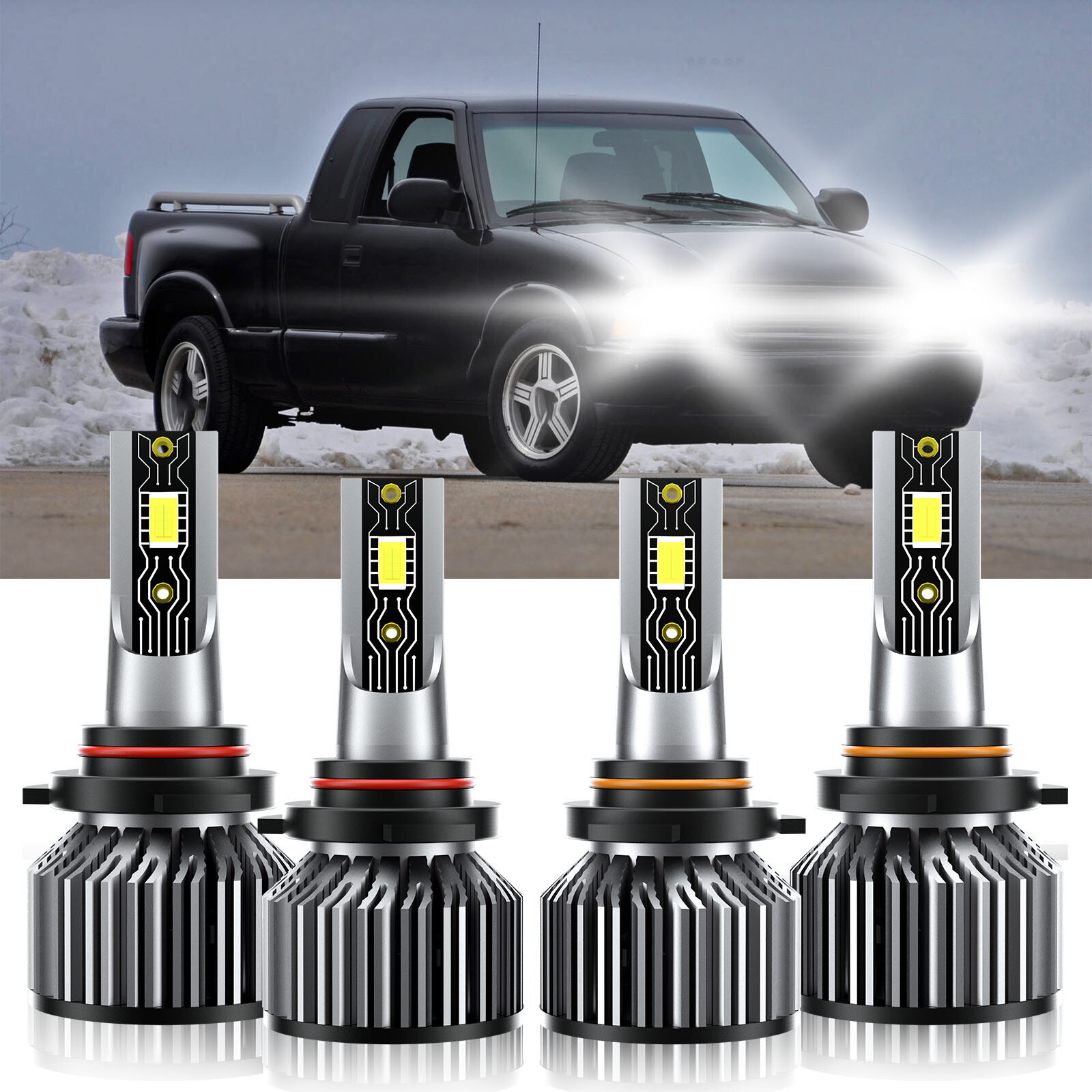 9005+9006 LED Headlight Bulbs Kit High Low Beam 6500K For GMC Sonoma 1994-2004