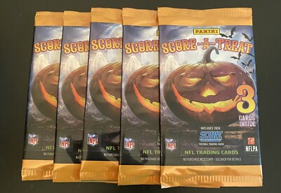 (LOT OF 5) 2024 SCORE-A-TREAT FOOTBALL PACK 3 CARDS PER PACK (15 TOTAL)